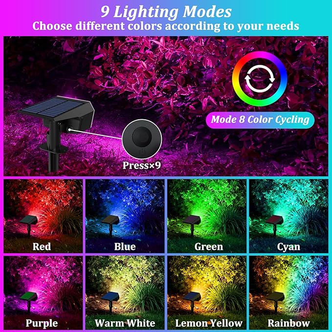 Sucolite 6-Pack Solar Spot Lights Outdoor Waterproof IP65, 3 Lighting Modes - Image 2