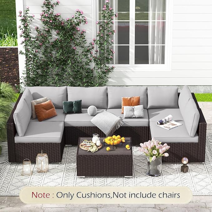 HOMREST Replacement Cushions for Outdoor Furniture, 25x25 Inch 14-Piece Patio - Image 8