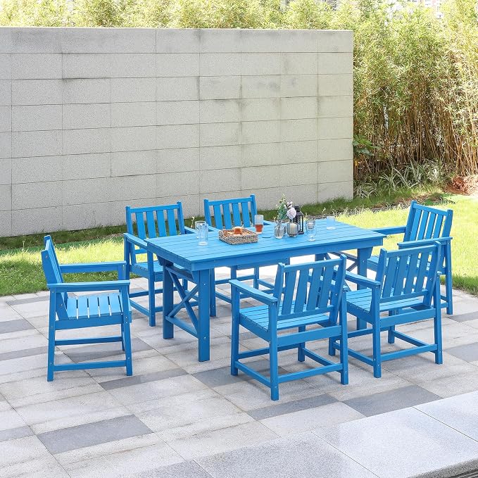 7 Pieces HDPE Outdoor Dining Set, Patio Dining Set - Image 9