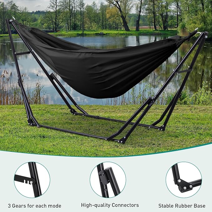 Ainfox Hammock with Foldable Stand, 2 in 1 Hammock and Swinging Chair with - Image 3