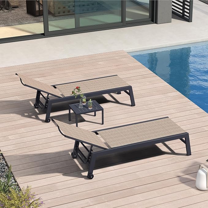 PURPLE LEAF Outdoor Chaise Lounge Set of 4 Aluminum Patio Lounge Chair - Image 3
