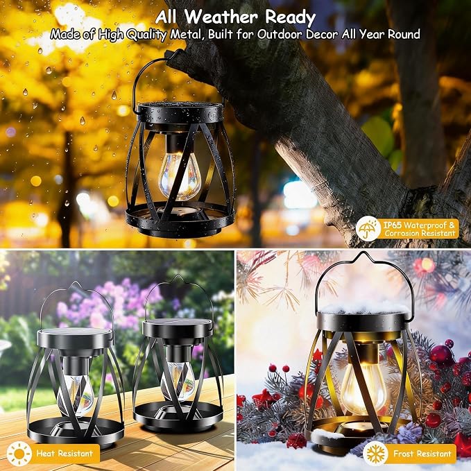 GARPAR Solar Lanterns Lights Outdoor Waterproof, 4 Pack Upgraded Metal Outdoor - Image 3