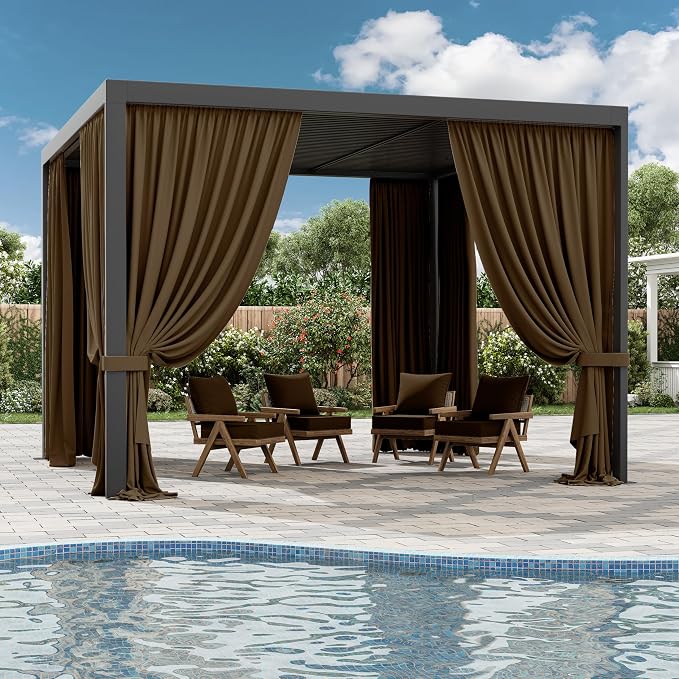 Gazebo Universal Replacement Privacy Curtain, 4-Panels Sidewall Curtains - Image 6