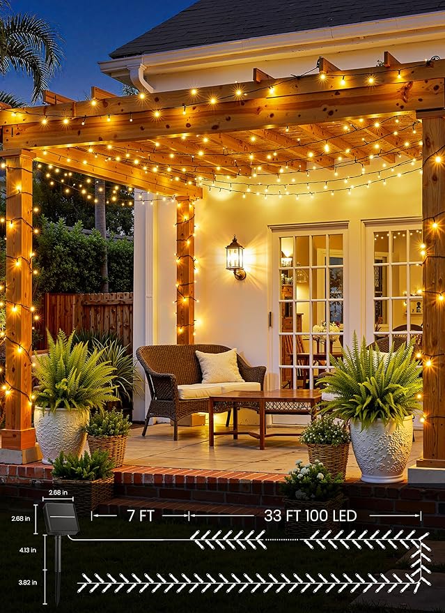 Brightown Solar String Lights Outdoor, 40FT 100 LED Solar Powered String Lights - Image 5