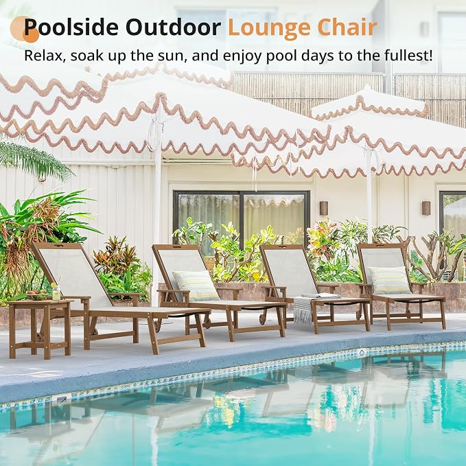 LUE BONA Chaise Lounge Chair Outdoor, HDPS and HDPE Wicker Chaise Lounger - Image 4