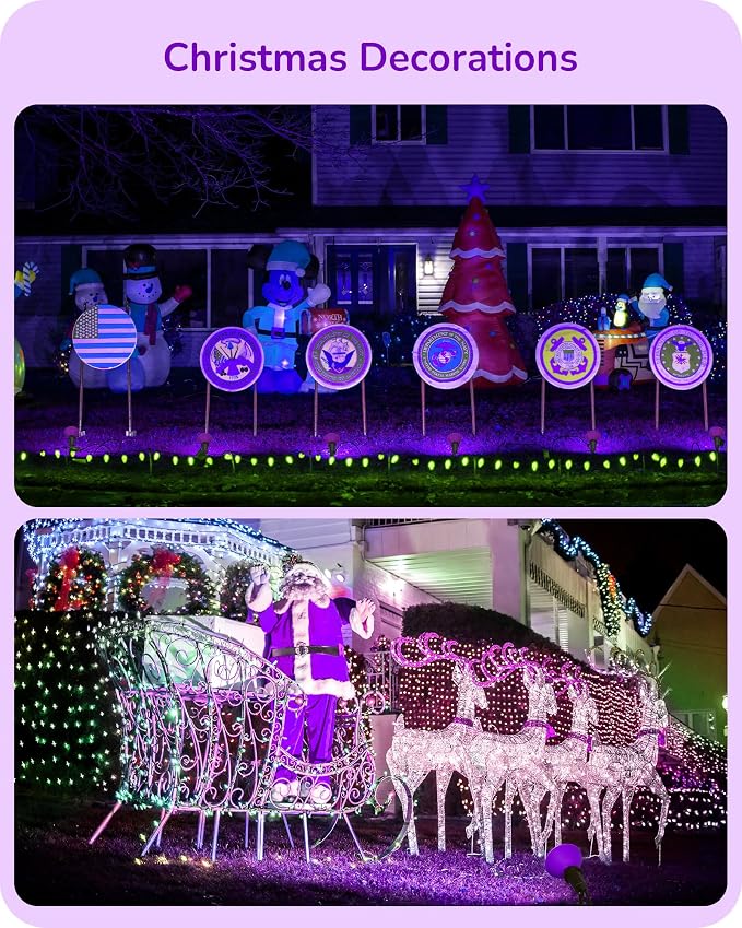 EDISHINE Christmas Decorations PAR38 Purple LED Flood Light Bulbs Outdoor - Image 3