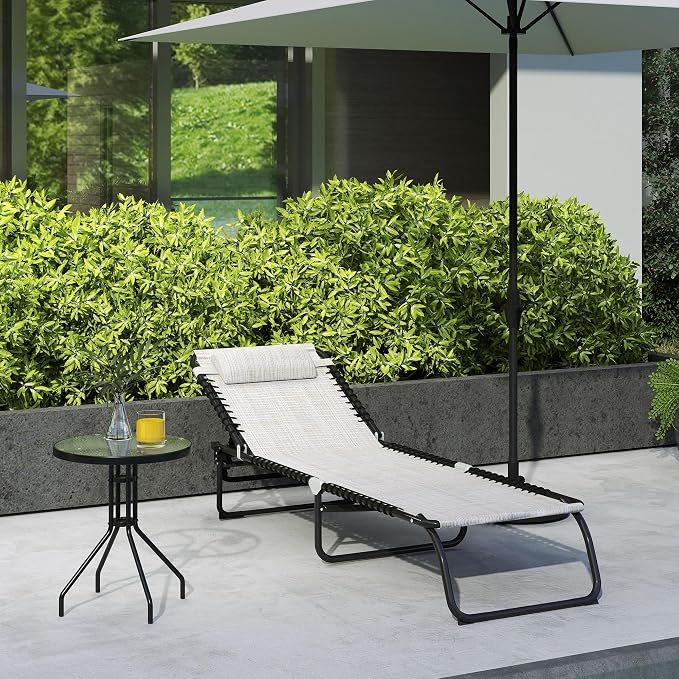 Outsunny Folding Chaise Lounge Chair, Patio Sun Tanning Chair, Outdoor Chaise - Image 8