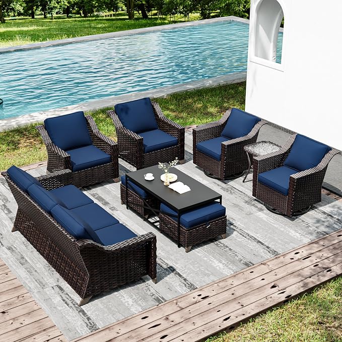 Joyside Wicker Patio Furniture Sets, 9 Pieces Upgraded Large Size Outdoor - Image 6