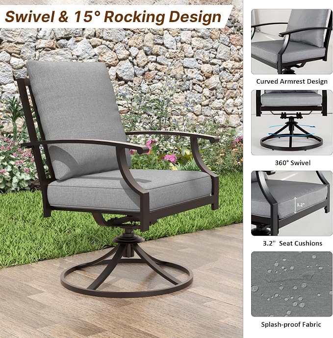 ALAULM 7-Piece Patio Dining Table and Chairs - Image 4