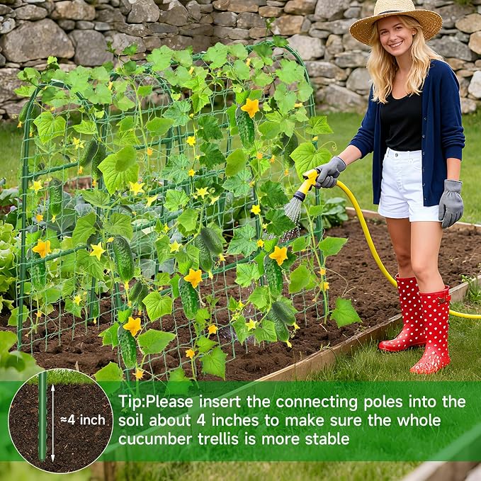 Cucumber Trellis for Raised Bed, U-Shape Garden Trellis for Climbing Plants - Image 9