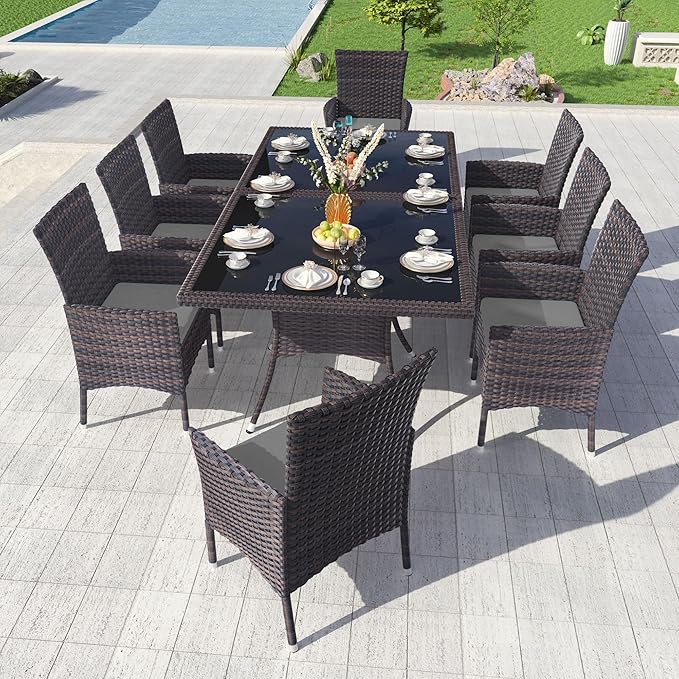 Kullavik 10-Piece Outdoor Dining Set Patio Rattan Furniture Set, Patio Dining - Image 2