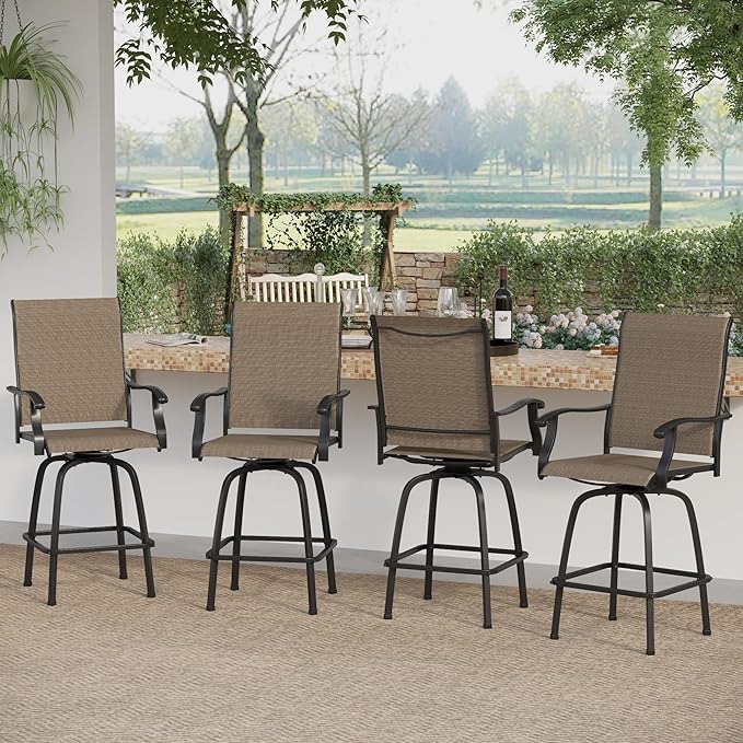 Sophia & William Patio Swivel Bar Stools Set of 4, Bar Height Patio Chair - Image 2