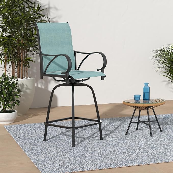 MFSTUDIO Outdoor Bar Stools Set of 4, Swivel Bar Height Patio Chairs Outdoor - Image 2