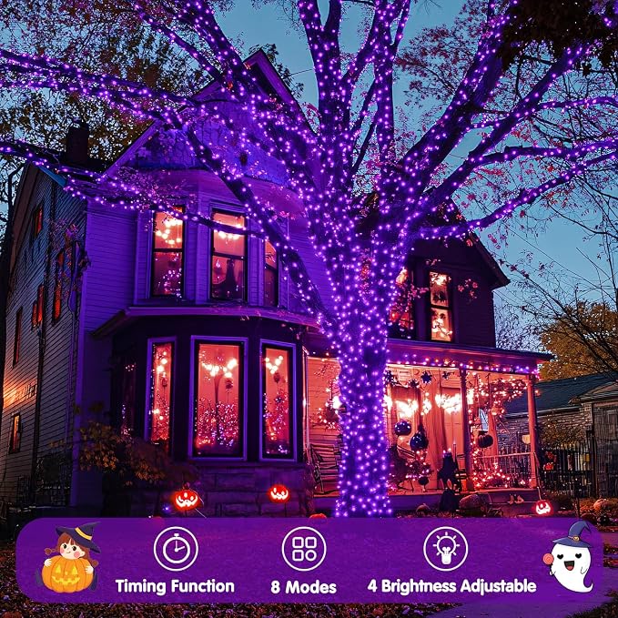 JMEXSUSS 400 LED Purple Christmas Lights Indoor Outdoor, 132 ft String Lights - Image 4