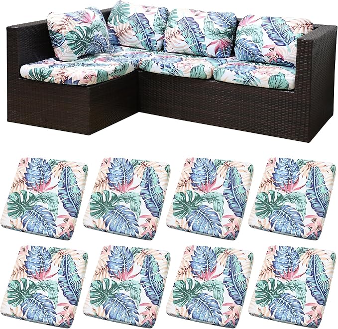 8Pcs Patio Cushion Covers, Outdoor Cushions Covers, Stretch Cushion Covers by Unknown