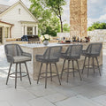 Outdoor Bar Stools Set of 4, 360° Swivel Aluminum Rattan Bar Stool by COZYMAN