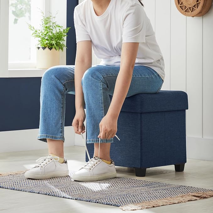 SONGMICS Storage Ottoman, Small Ottoman Foot Rest - Image 4
