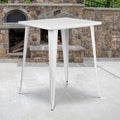 EMMA + OLIVER Commercial Grade 31.5" Square White Metal Indoor-Outdoor Bar by EMMAOLIVER