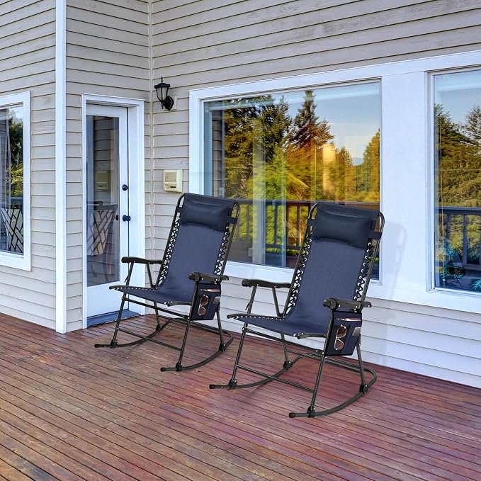 Yaheetech 26in Rocking Chair Outdoor Zero Gravity Folding Chairs Rocking Chairs - Image 6