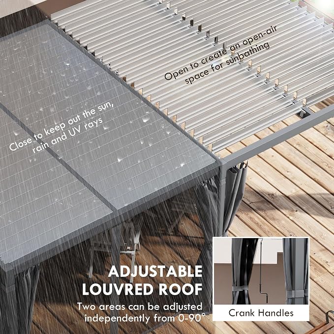 Outsunny 12' x 19' Louvered Pergola Hardtop Gazebo - Image 3