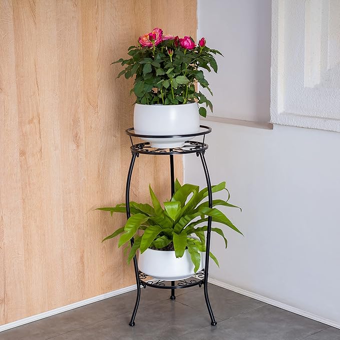 FaithLand 2 Pack Metal Plant Stands, Tall Planter Holder Indoor Outdoor - Image 4