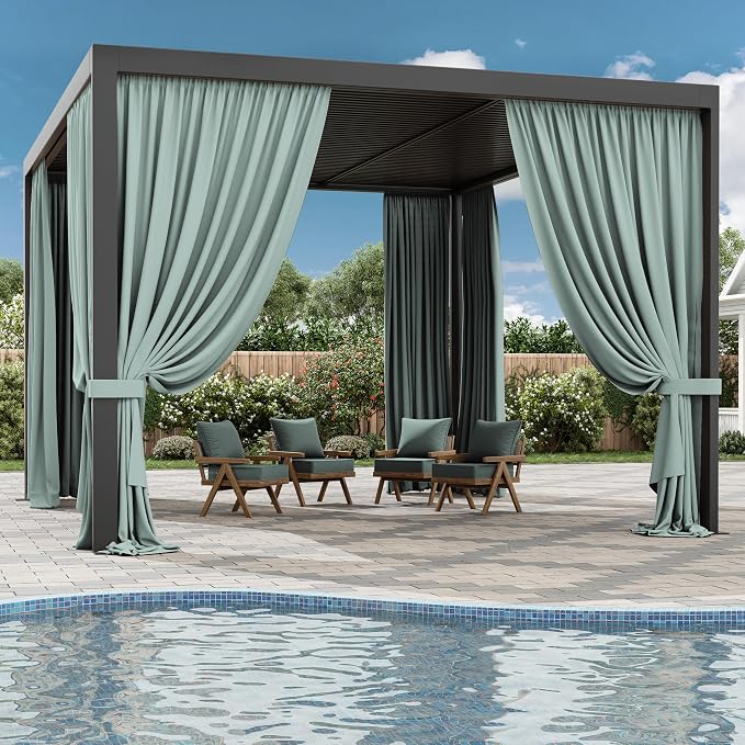 Gazebo Universal Replacement Privacy Curtain, 4-Panels Sidewall Curtains - Image 6