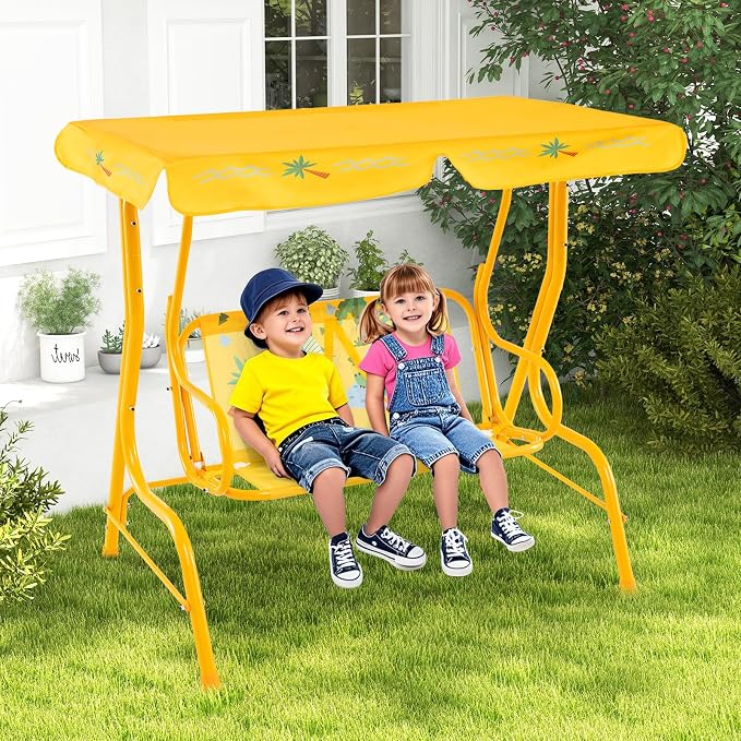 HONEY JOY Kids Patio Swing, 2-Seater Outdoor Porch Swing Lounge Chair, - Image 8