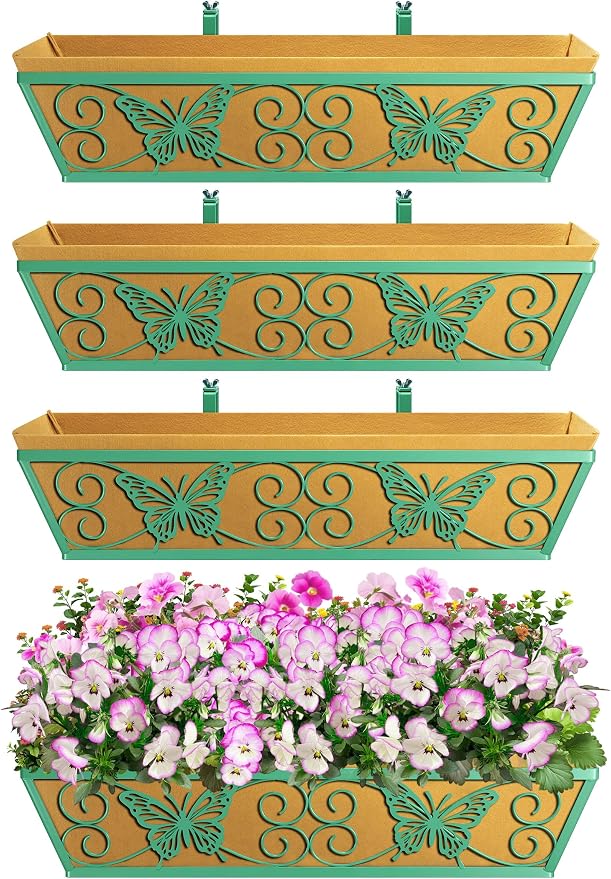 4 Pack 24 Inch Window Boxes Planters Railing Planter Box - Image 5