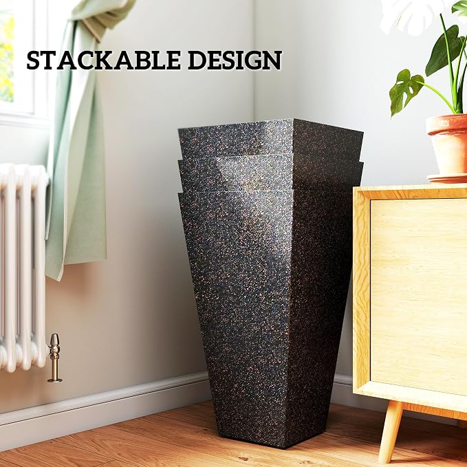 Outsunny 28 Inch Tall Planters for Outdoor Plants, Stackable Tapered Large - Image 8