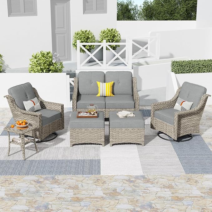 HOOOWOOO 6 Piece Patio Furniture Conversation Sets by DesignforBetterLife