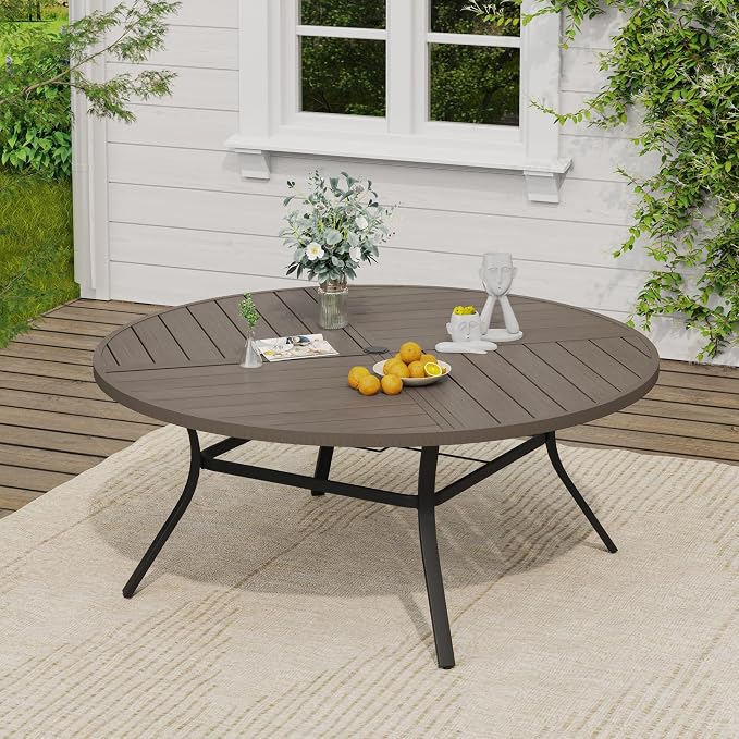 VICLLAX 60" Round Outdoor Table, Patio Dining Table - Image 2
