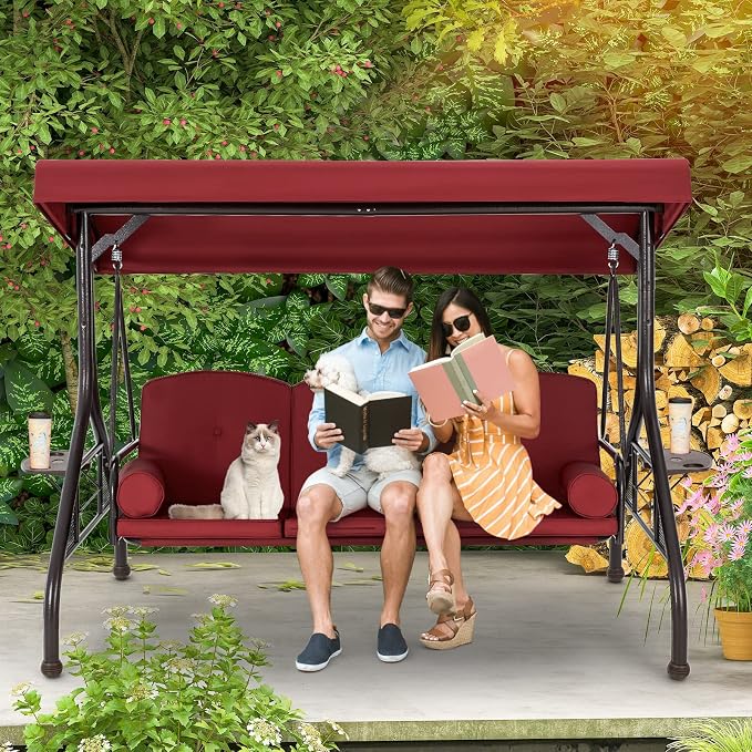 HOMREST 3 Seat Outdoor Porch Swing - Image 9