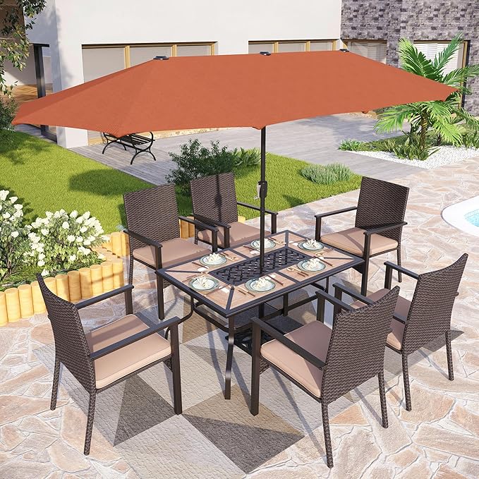 PHI VILLA 7 Pieces Outdoor Dining Set by PHIVILLAThepioneerofcomfortablehouseholdsupplies