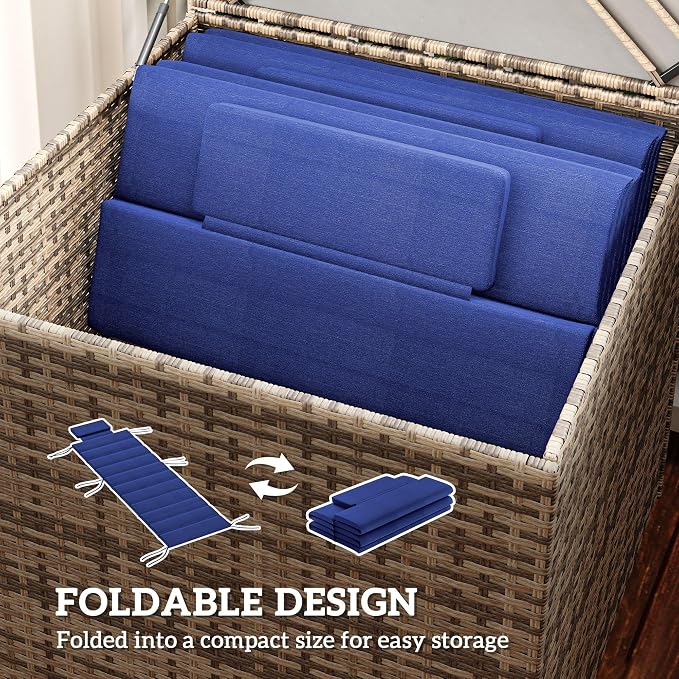 Outsunny Outdoor Lounge Chair Cushion Set of 2, Foldable Patio Chaise Lounge - Image 6