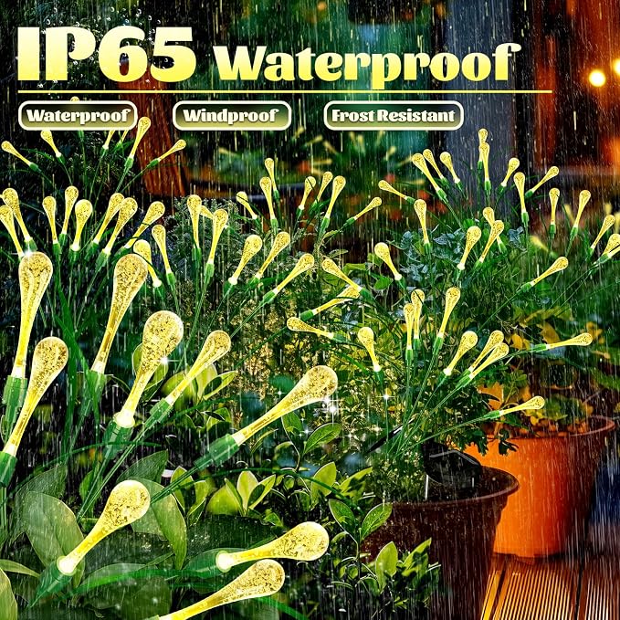 Anordsem Solar Garden Lights Outdoor: 8 Removable PVC Water Drop Light Head 4 - Image 4
