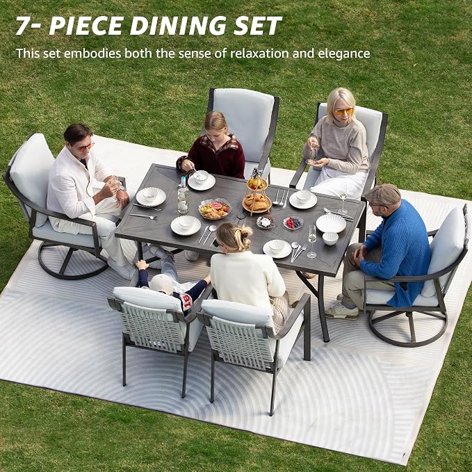 NATURAL EXPRESSIONS 7 Piece Patio Dining Table Outdoor Furniture Set - Image 2