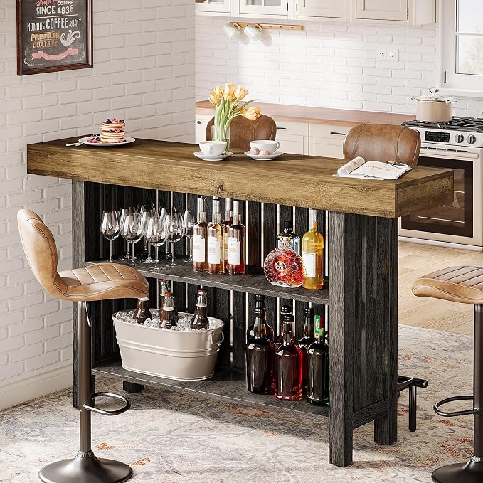 Tribesigns Bar Table with Storage Shelf, 63-Inch Large Mini Pub Table with - Image 5