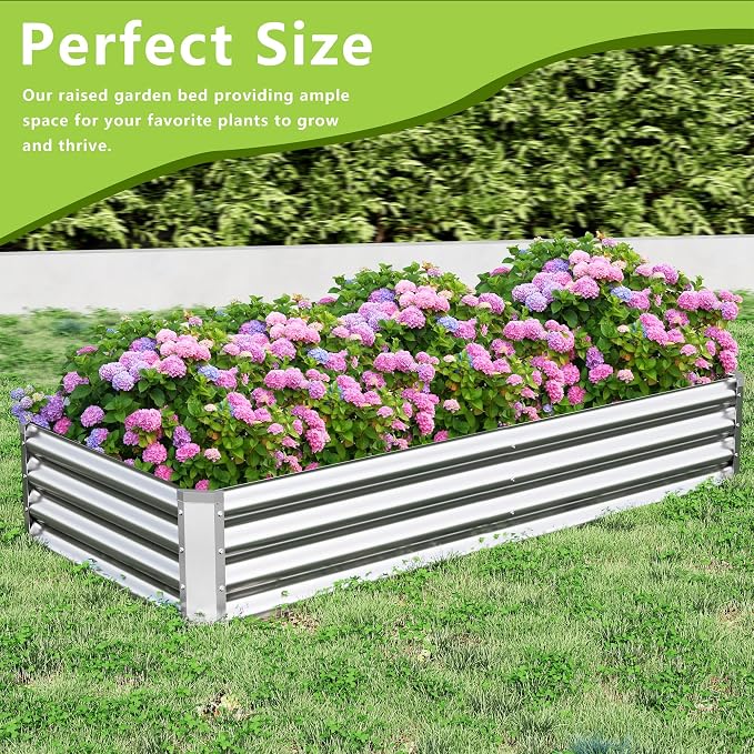 2PCS 6x3x1FT Galvanized Raised Garden Bed, Galvanized Planter Raised Garden - Image 5