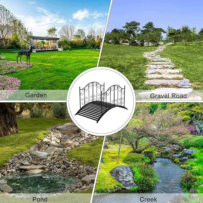 VINGLI Garden Bridge Metal Yard Arch Path Bridge - Image 3