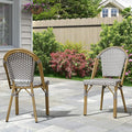 PURPLE LEAF Bistro Chair French Hand-Woven Wicker Chairs by PURPLELEAF