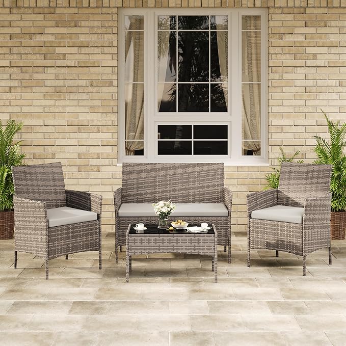 GAOMON 4-Piece Patio Furniture Set, Modern PE Rattan Conversation Set - Image 9
