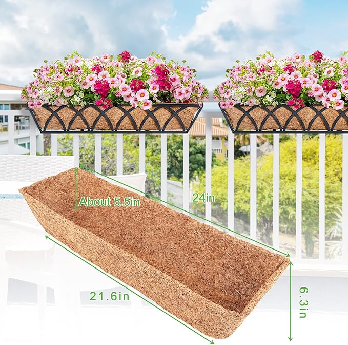 Y&M 4pcs 24“ Through Coco Liners Coconut Fiber Liner, Pre-Formed Replacement - Image 2