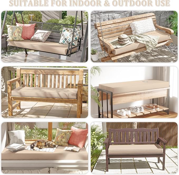 Premium Outdoor Bench Cushions for Patio Furniture 3.5inches Memory Foam Bench - Image 6