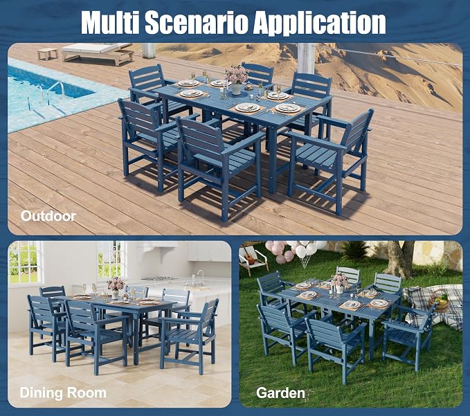 Anbuy Patio HDPE Dining Table Sets, Removable 2-in-1 Outdoor Patio Table - Image 6
