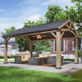 Aoxun 12' x 16' Outdoor Wood Gazebo, Hardtop Gazebo Permanent Wooden Pavilion by Aoxun