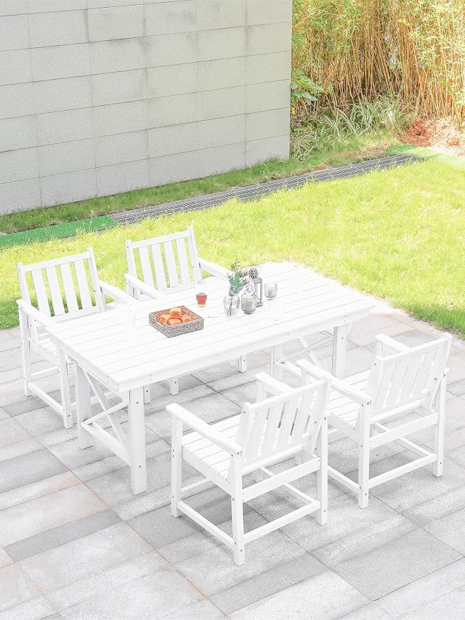 HDPE Patio Dining Set, 5-Piece Outdoor Table and Chairs - Image 9