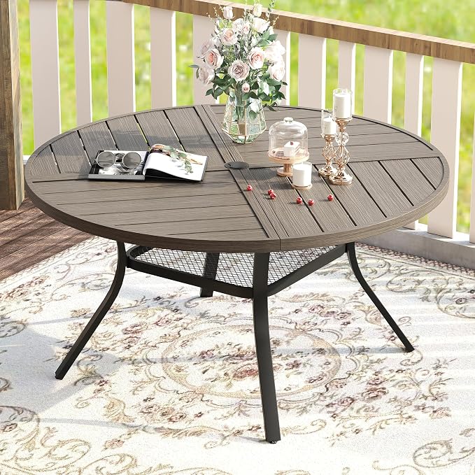VICLLAX Round Patio Table with Adjustable Umbrella Hole - Image 2