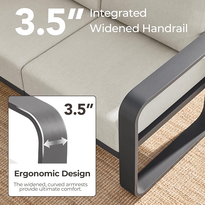 CHITA Aluminum Outdoor Loveseat Sofa, Patio Furniture - Image 3