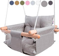CaTeam - Canvas Baby Swing, Wooden Hanging Swing Seat Chair by CaTeam