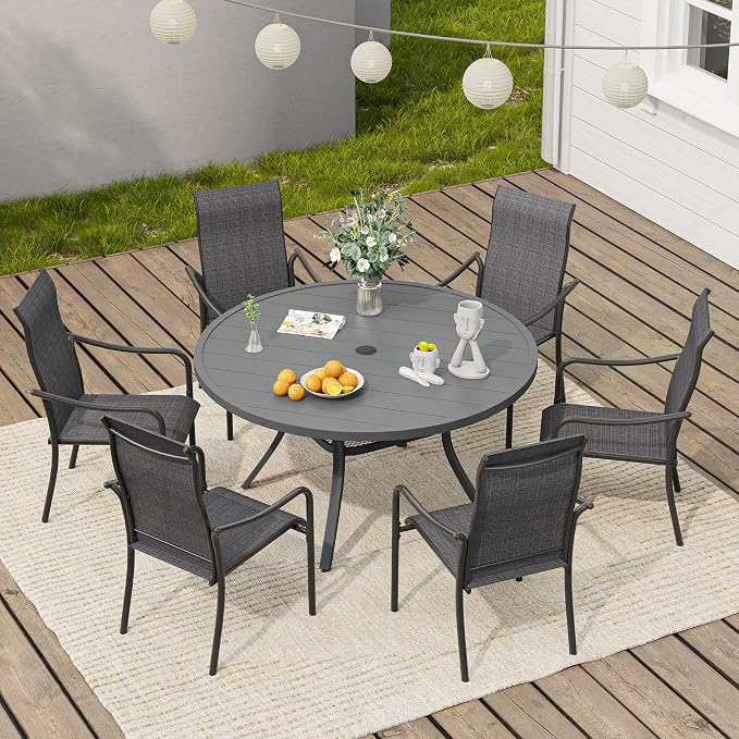 VICLLAX 47.2" Round Patio Table, Outdoor Dining Table - Image 7